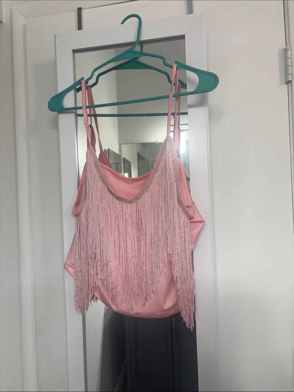 Pink Fringe Crop Top